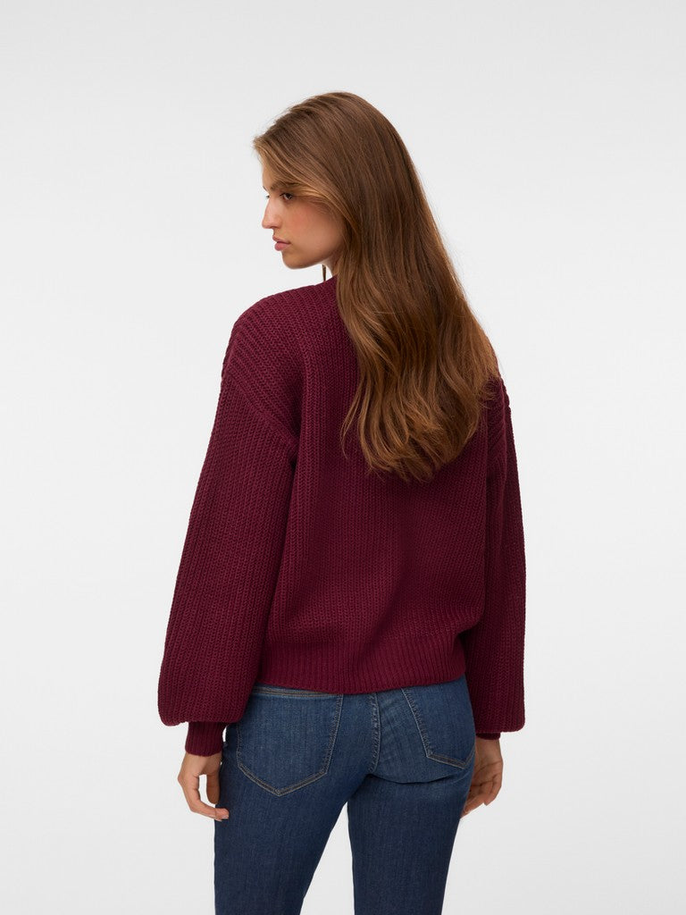 LEA O-NECK CARDIGAN IN WINDSOR WINE