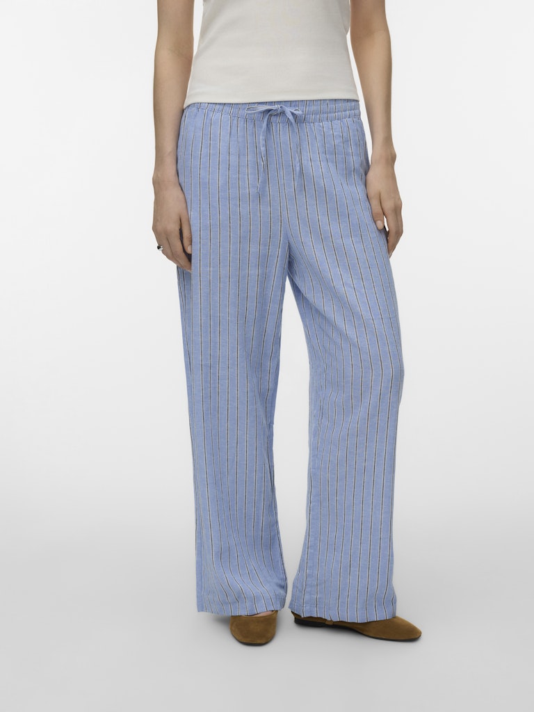 LINN - Linen Pants in blue Stripe