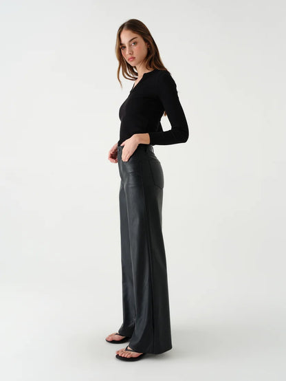 FAR OUT HIGH RISE WIDE LEG IN BLACK