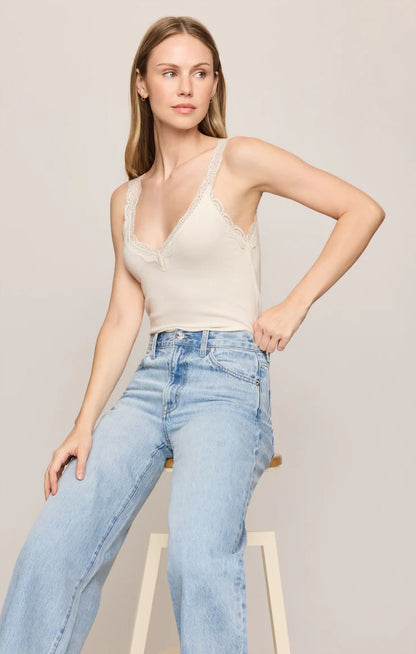 EVE LACE TRIM TANK IN SANDSTONE