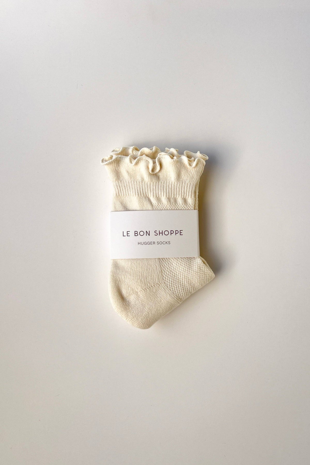 Ruffled Hugger Crew Socks in VANILLA / RED