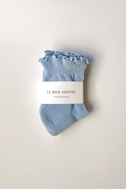 Ruffled Hugger Crew Socks in VANILLA / RED