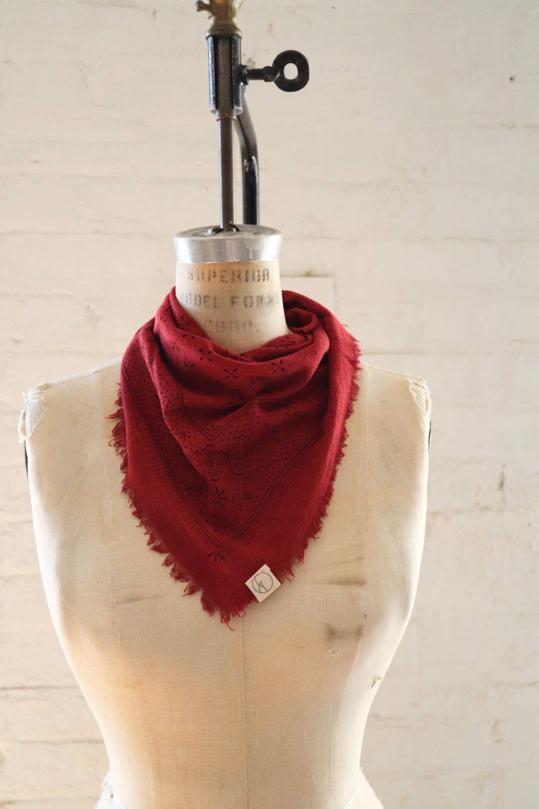 Poppy Red Classic Print Naturally Dyed Bandana (Black)