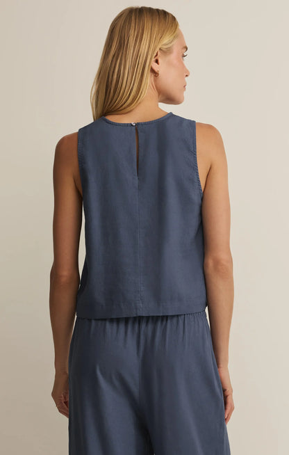 SLOANE LINEN CROPPED TANK