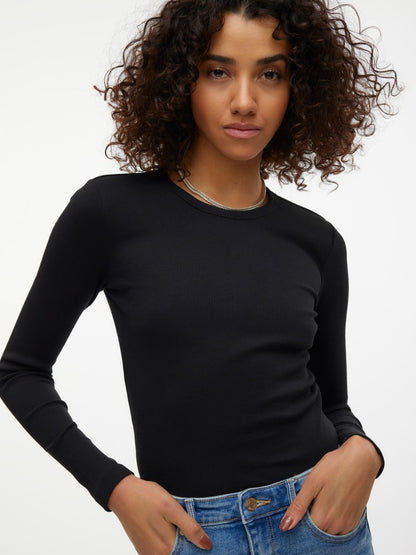 CHLOE RIBBED LONGSLEEVE IN BLACK