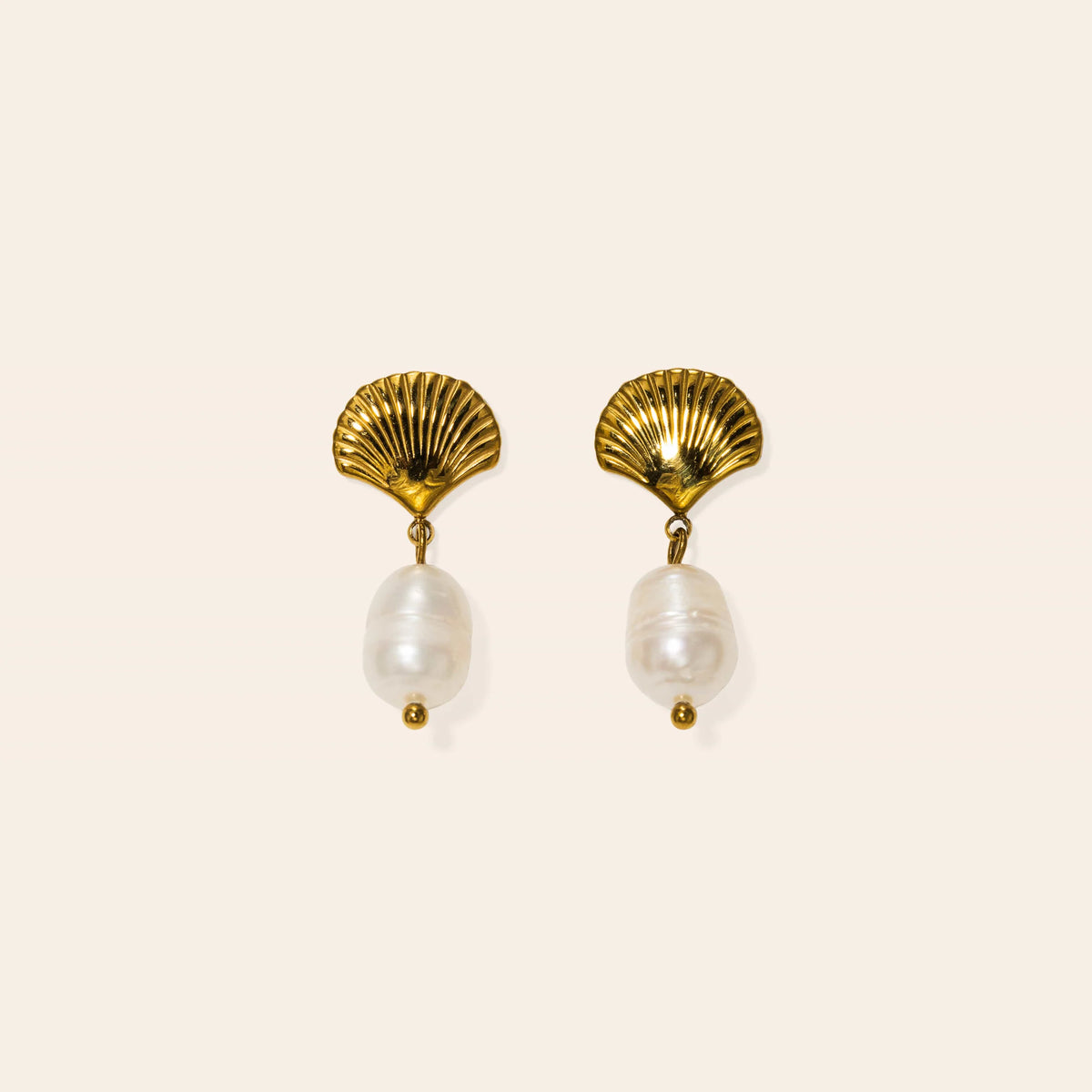 SHELL & PEARL DROP EARRINGS