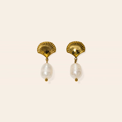 SHELL & PEARL DROP EARRINGS