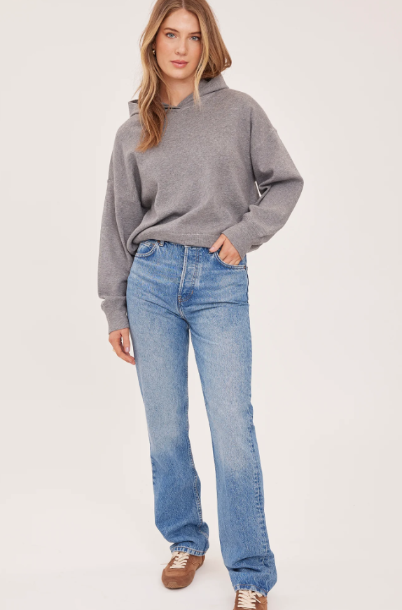 GRAYSON HOODED SWEATSHIRT IN HEATHER GREY