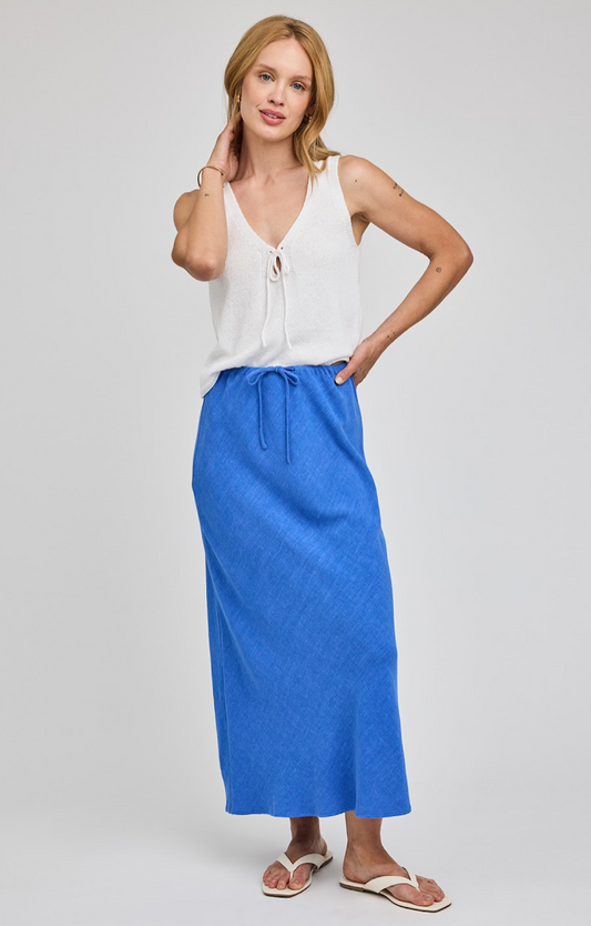 CASSIA LINEN SKIRT IN RIVIERA