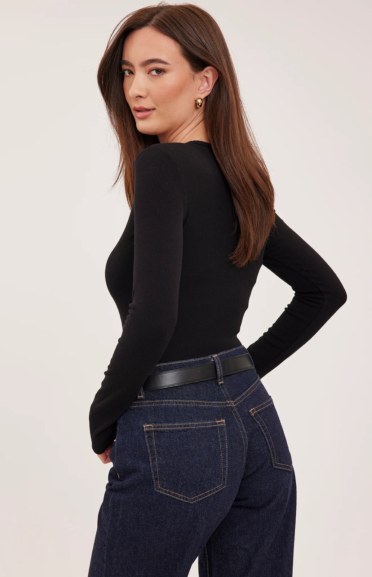 LEXY LONG SLEEVE TOP IN BLACK