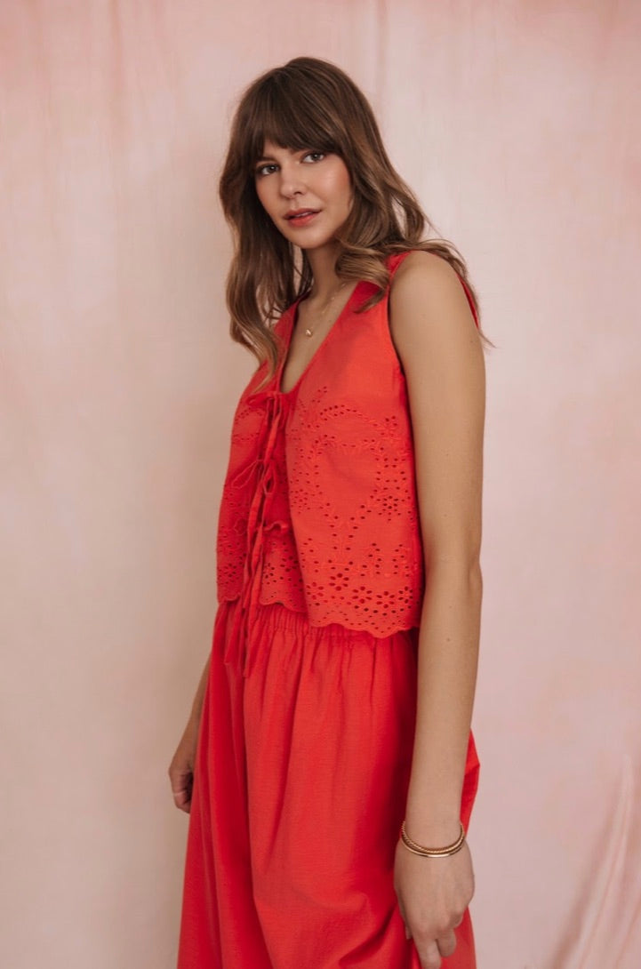 RHEA Tie Top - Grenadine