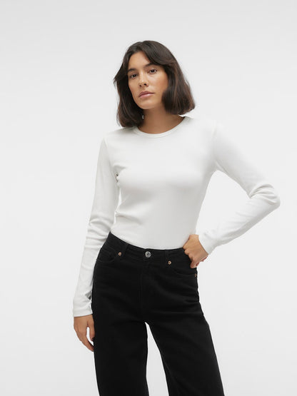 CHLOE RIBBED LONGSLEEVE IN SNOW WHITE