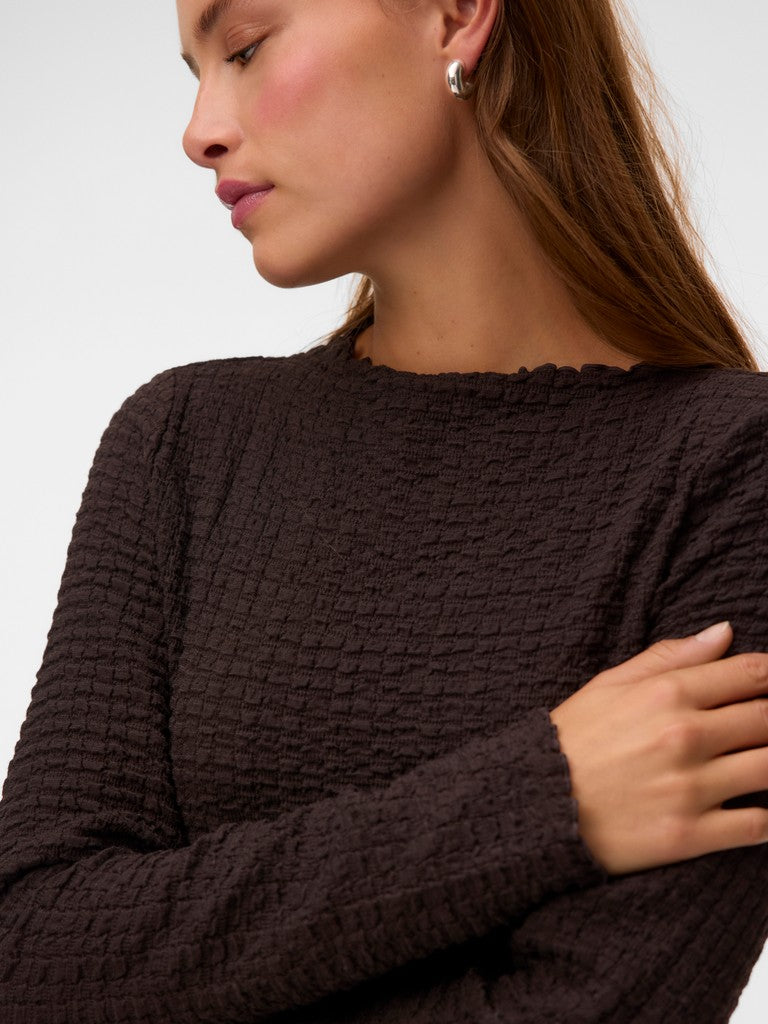 ZIA FUNNEL NECK TOP IN CHOCOLATE TOTRE