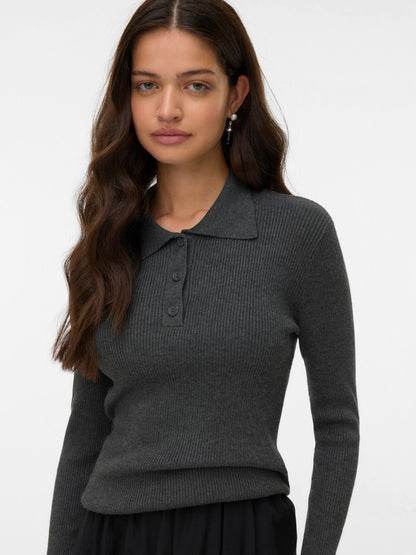 SILJE RIB POLONECK PULLOVER
