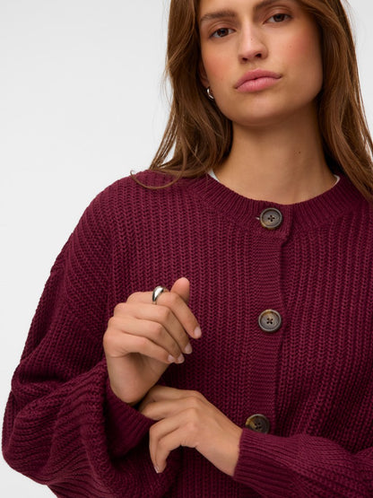 LEA O-NECK CARDIGAN IN WINDSOR WINE