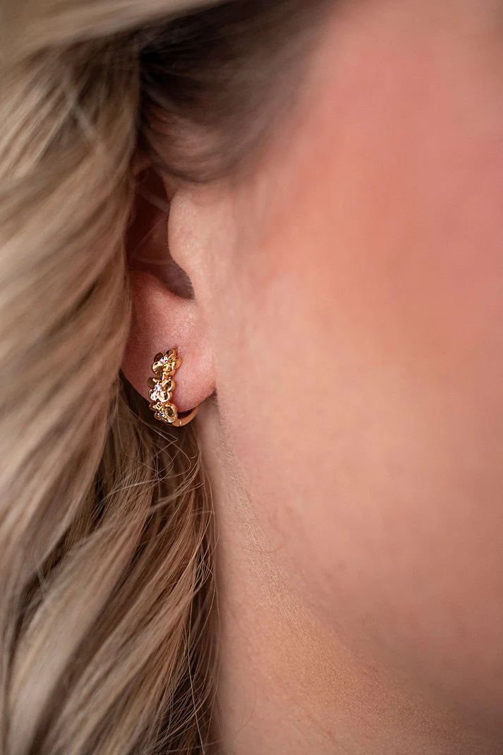 Copper Rose - Floral CZ Hoops