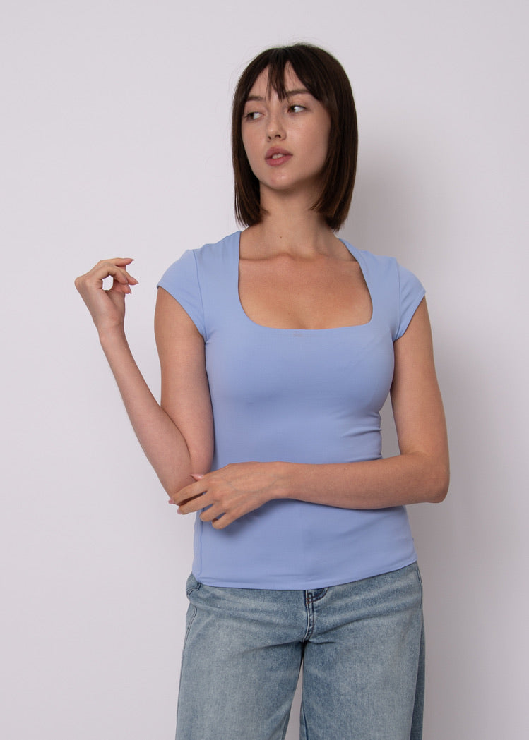 TIARA Cap Sleeve Tee - Perri Blue