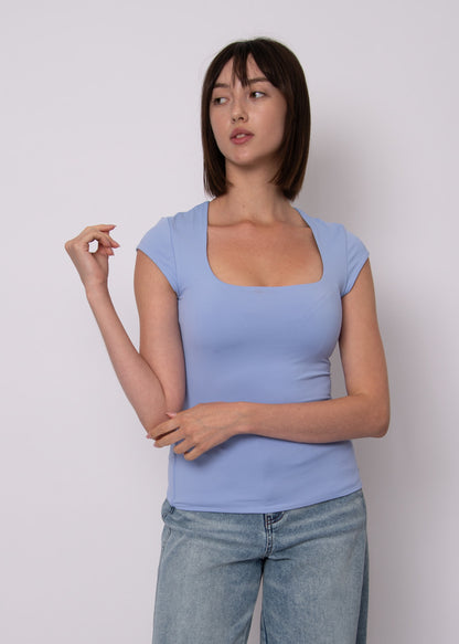 TIARA Cap Sleeve Tee - Perri Blue