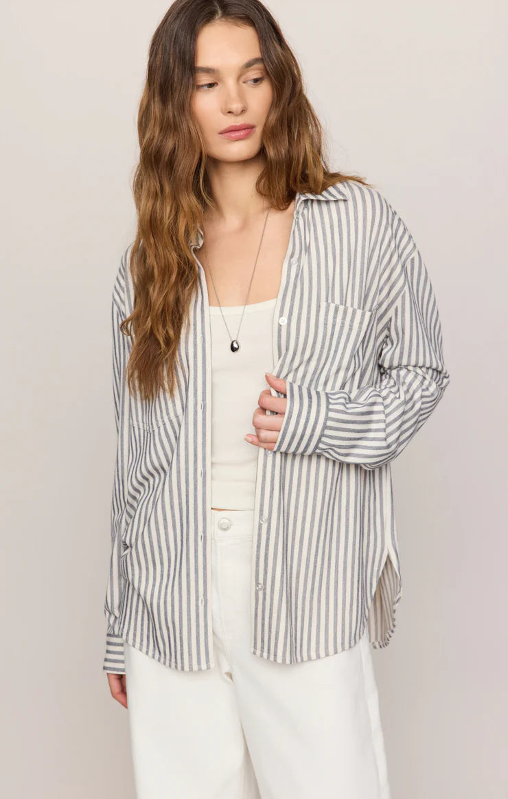 REESE BUTTON UP STRIPE TOP