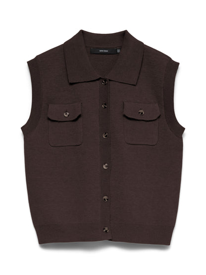 BRISA POLO VEST IN CHOCOLATE