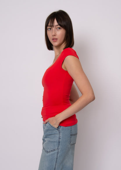 TIARA Cap Sleeve Tee - Cherry