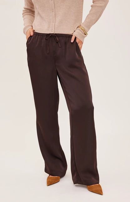 CASSANDRA SATIN PANT IN ESPRESSO