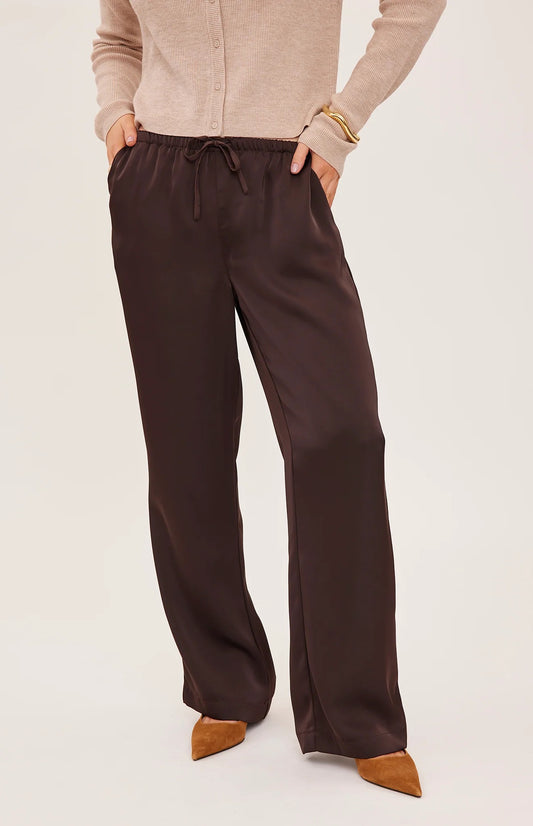 CASSANDRA SATIN PANT IN ESPRESSO
