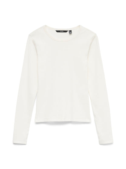 CHLOE RIBBED LONGSLEEVE IN SNOW WHITE
