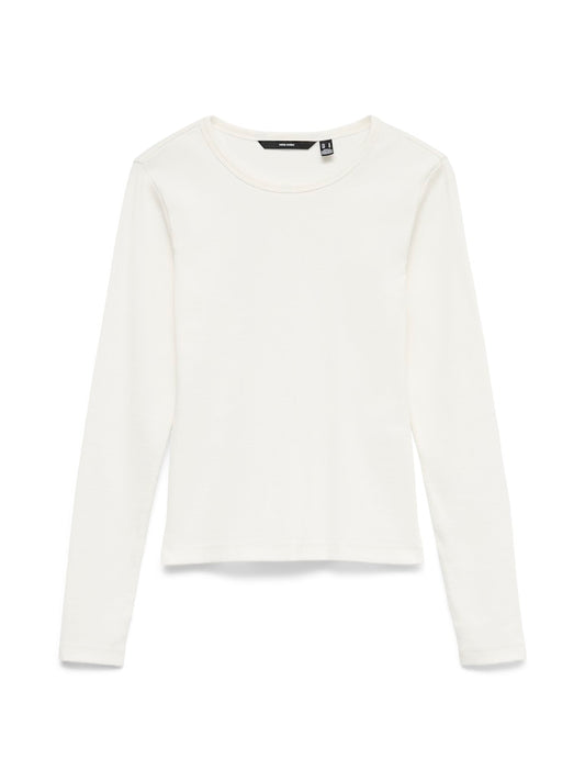 CHLOE RIBBED LONGSLEEVE IN SNOW WHITE