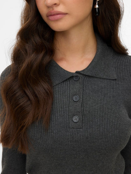 SILJE RIB POLONECK PULLOVER