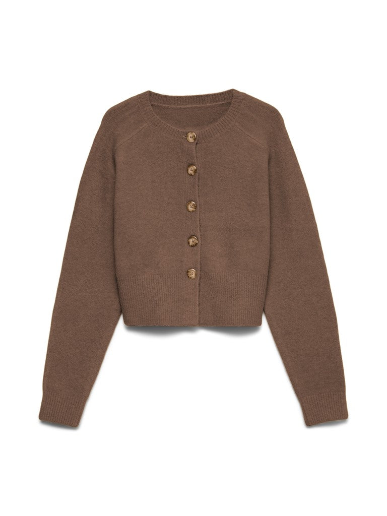 SIF O-NECK CARDIGAN IN COCOA BROWN