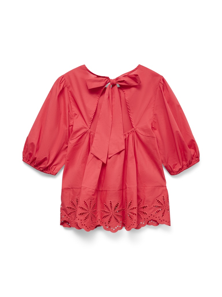 FREYA RUFFLED TOP IN POINSETTIA