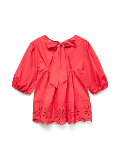 FREYA RUFFLED TOP IN POINSETTIA