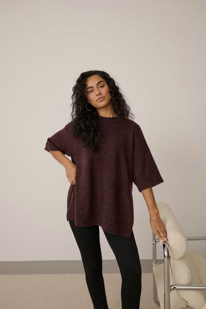 NEIL KNIT PULLOVER IN FUDGE MELANGE