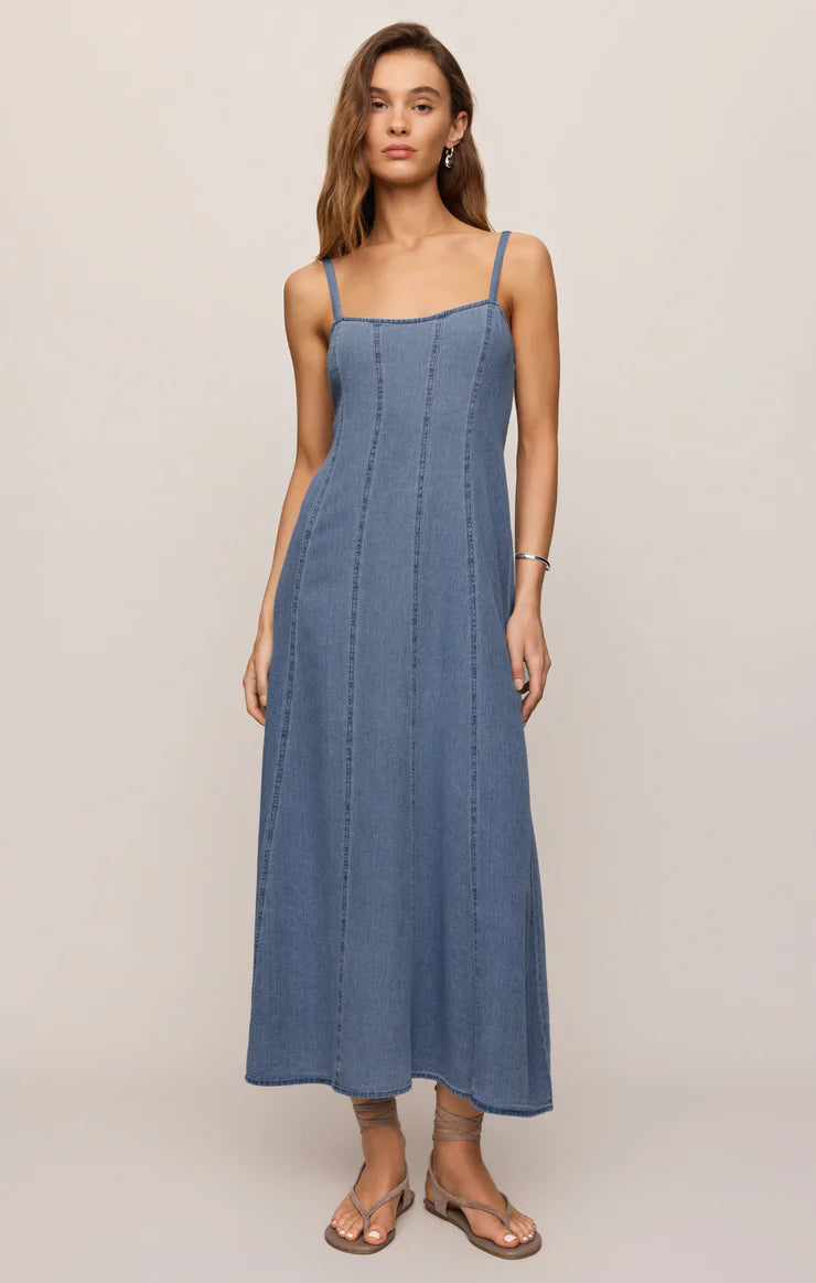 LEONORA DENIM MIDI DRESS