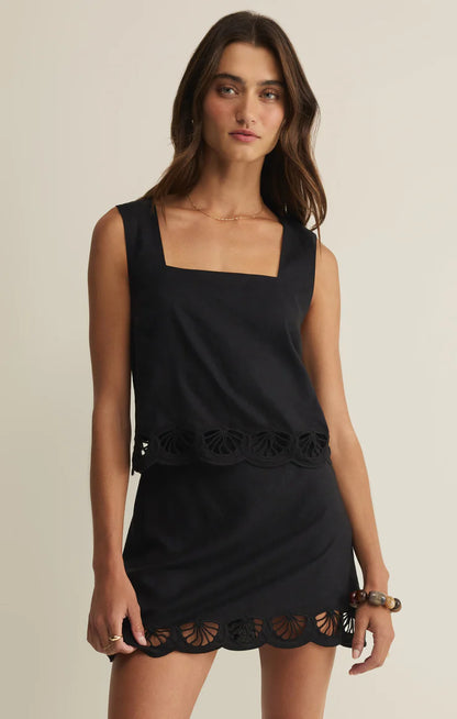 TOP CHARLENE EMBROIDERED LINEN TOP