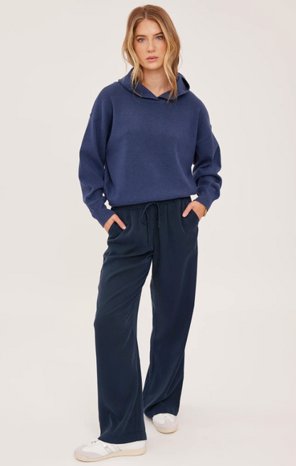 GRAYSON HOODED SWEATSHIRT IN HEAHER NAVY