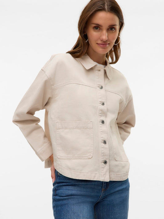 JAMIE - Denim Shacket - Birch