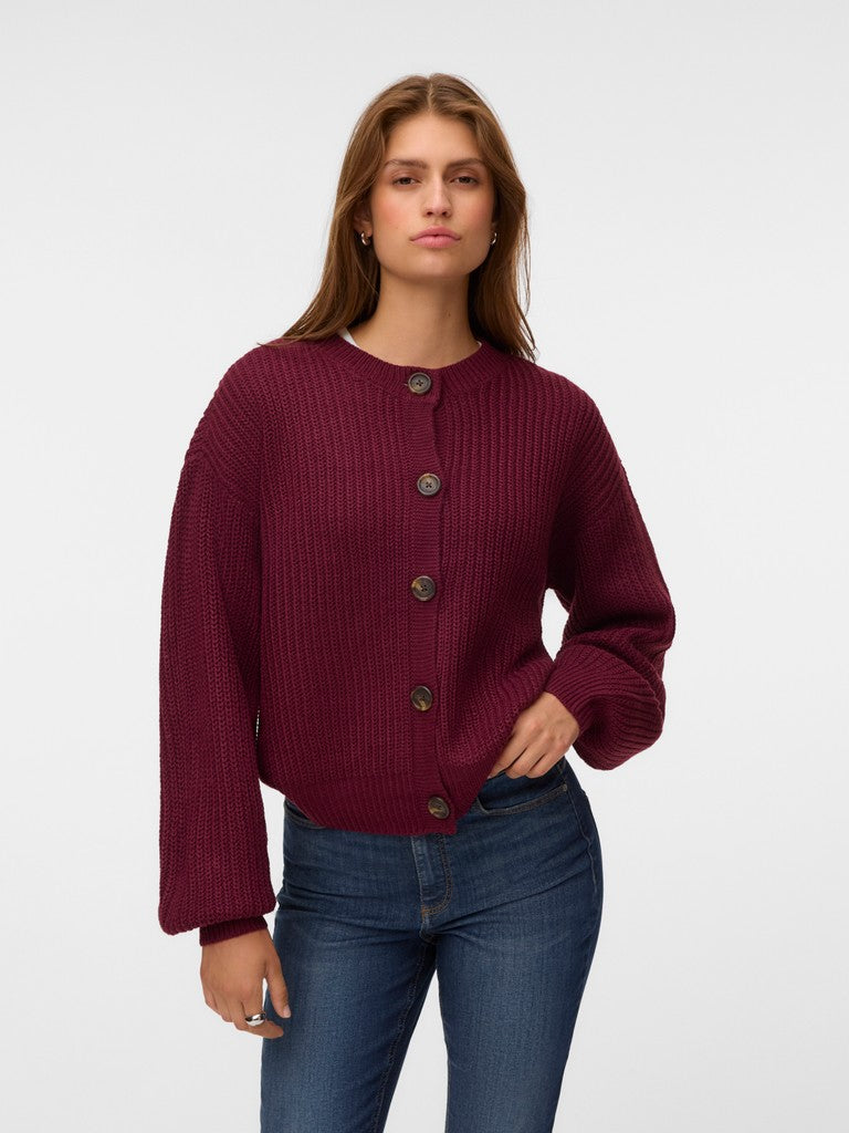 LEA O-NECK CARDIGAN IN WINDSOR WINE