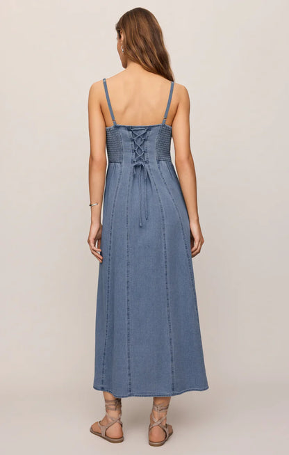 LEONORA DENIM MIDI DRESS