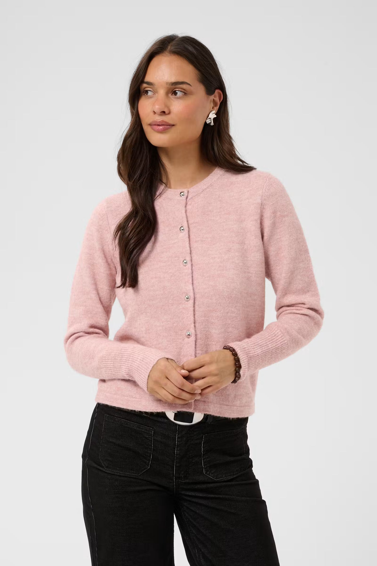 ANIEL KNIT CARDIGAN IN PALE MAUVE