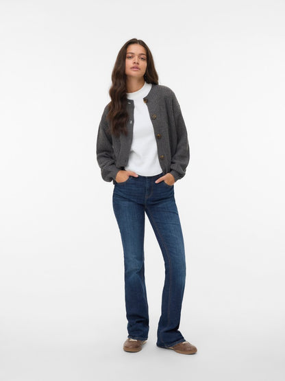 LEA O-NECK CARDIGAN IN ASPHALT