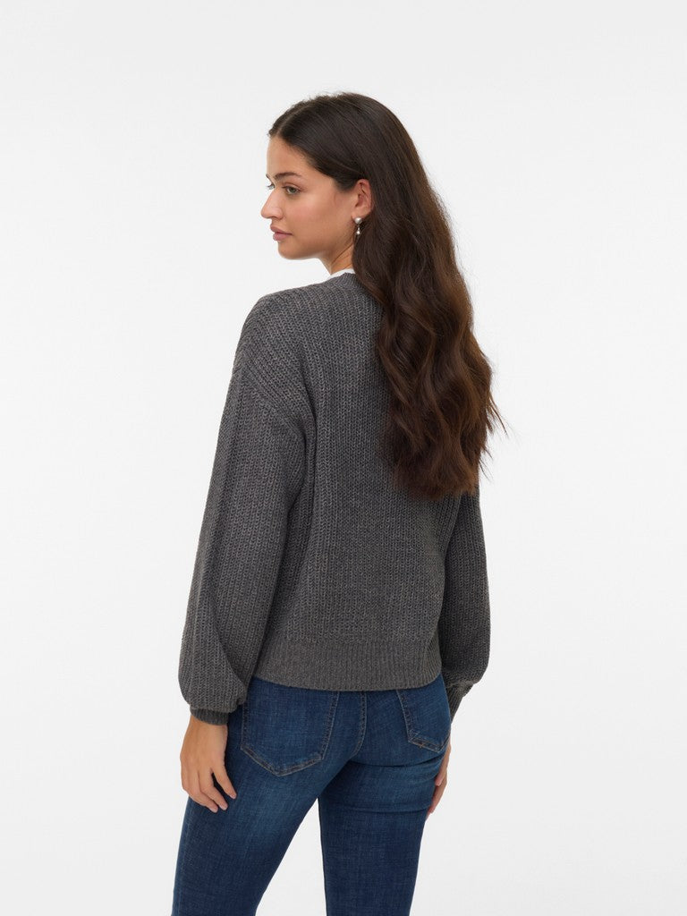 LEA O-NECK CARDIGAN IN ASPHALT