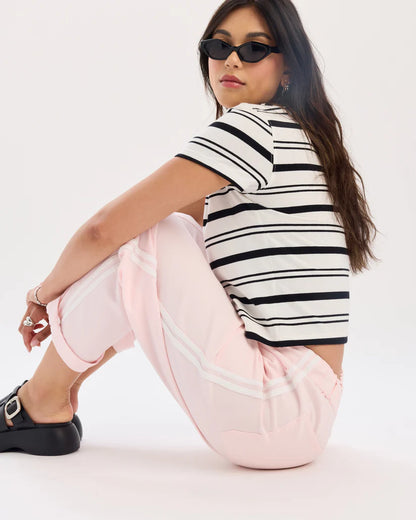 VILLA DRAWSTRING BARREL PANT IN PETAL
