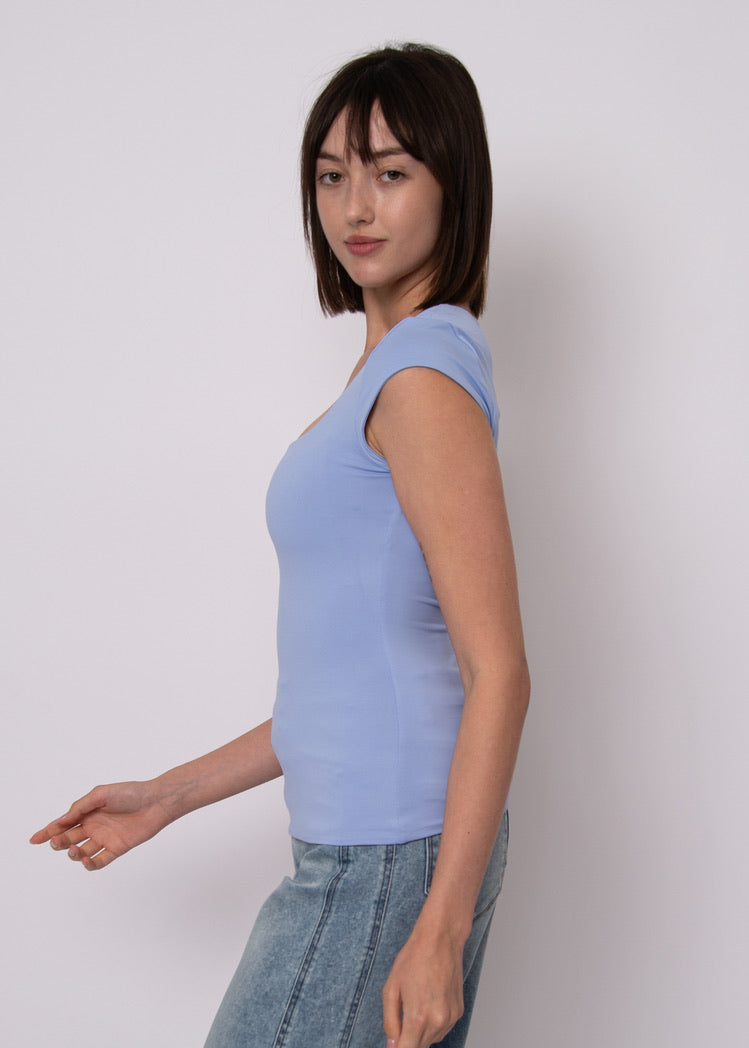 TIARA Cap Sleeve Tee - Perri Blue