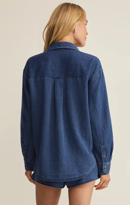 THE PERFECT TWILL BUTTON UP IN TWILIGHT BLUE