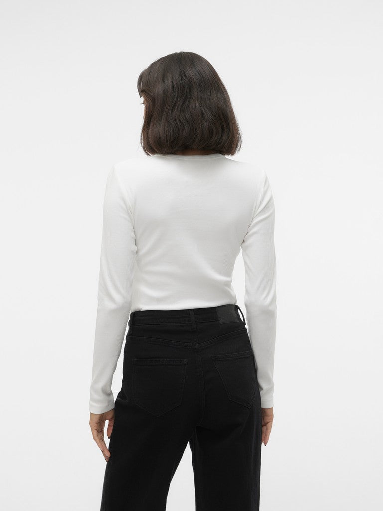 CHLOE RIBBED LONGSLEEVE IN SNOW WHITE