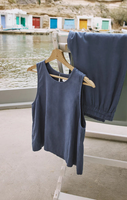 SLOANE LINEN CROPPED TANK