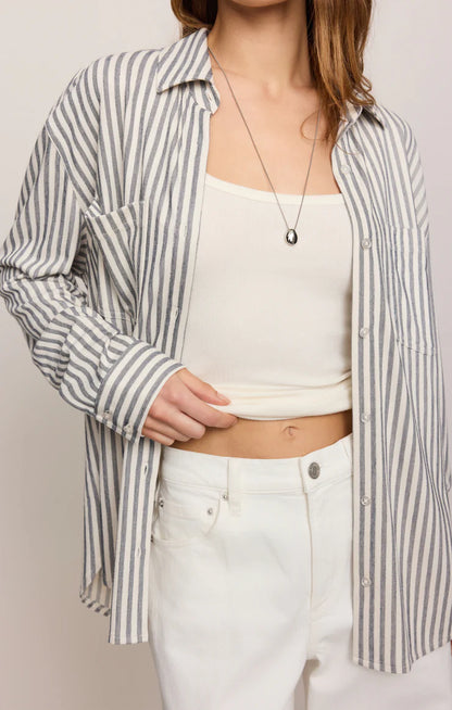 REESE BUTTON UP STRIPE TOP