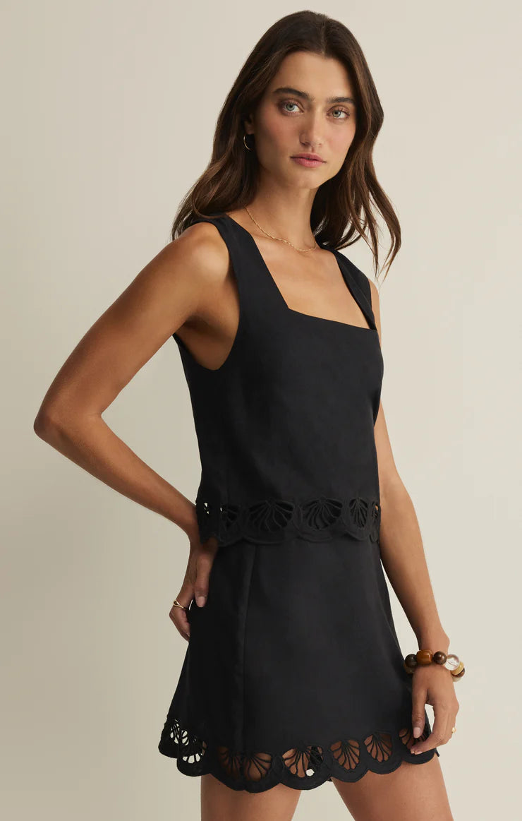 TOP CHARLENE EMBROIDERED LINEN TOP